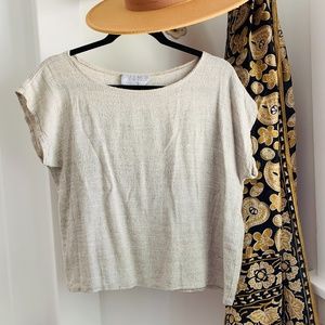 Vintage Oatmeal Woven Minimalist Top